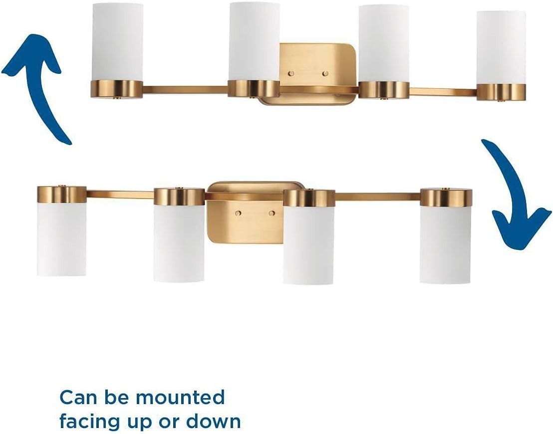 Progress Lighting Elevate 4-Light Brushed Bronze Etched White Glass Vanity Light