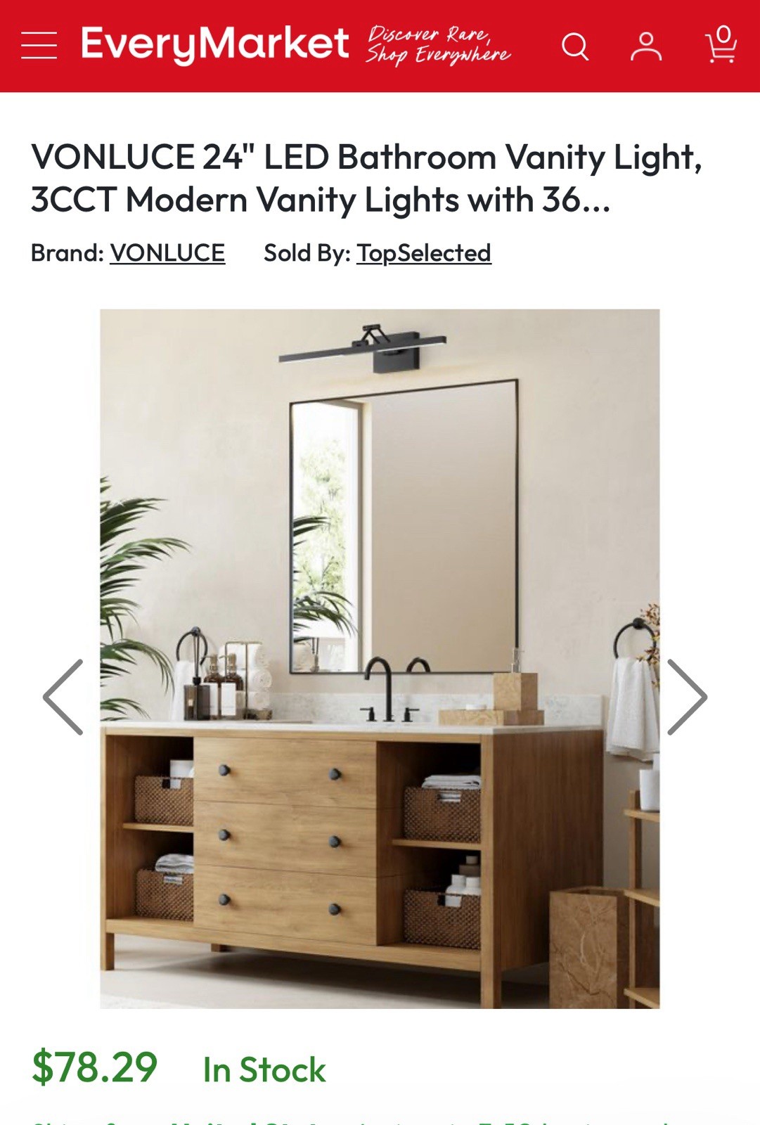 VONLUCE 24″ LED Modern Vanity Light, Matte Black, Adjustable 3CCT, Dimmable