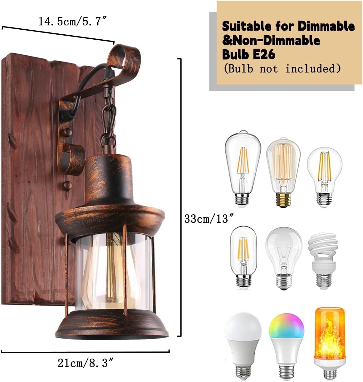 Gorgeous Unique «LightInTheBox» Retro Rustic Wall Sconce Farmhouse Antique Wood