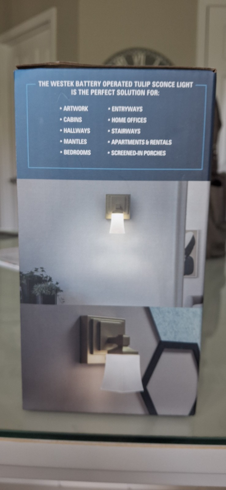 Westek LED Battery Operated Wall Sconce, Dimmable w/Color Temp and Remote