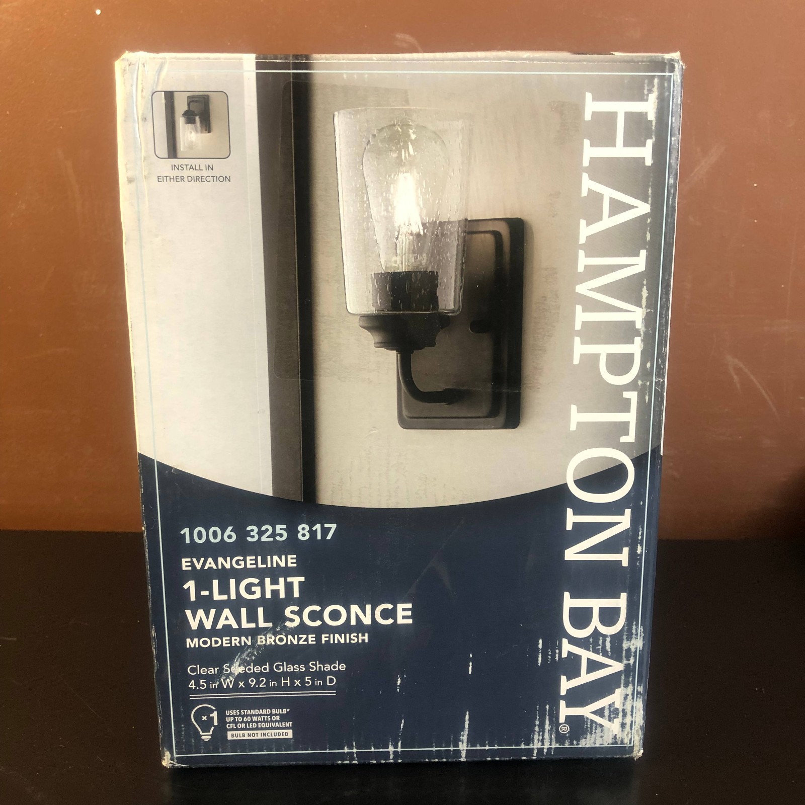 Hampton Bay Evangeline 4.5-in 1-Light Modern Bronze Indoor Farmhouse Wall Sconce