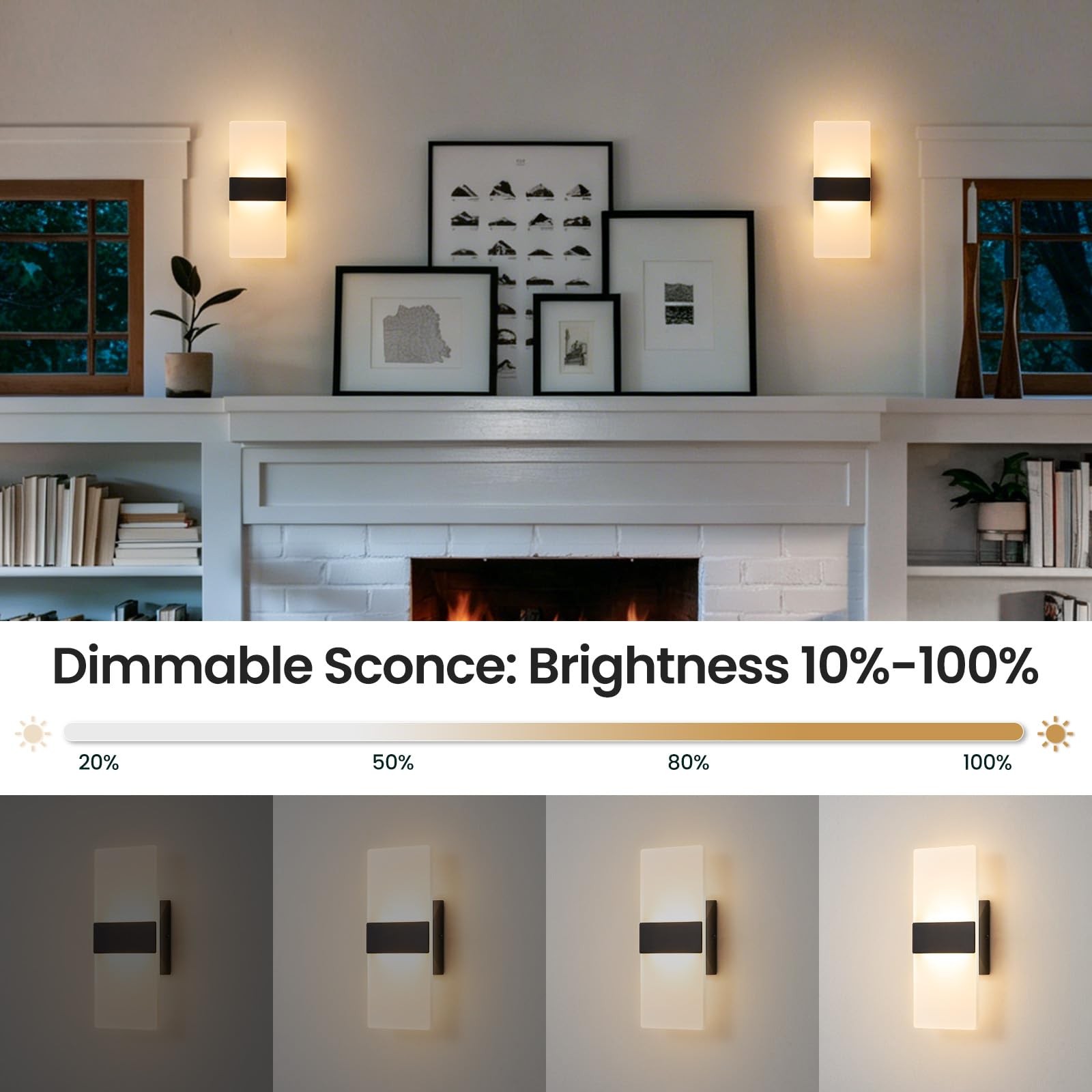 12 Inch Modern Wall Sconce, 5CCT Dimmable Indoor Wall Lights, 2700K-5000K Sel…