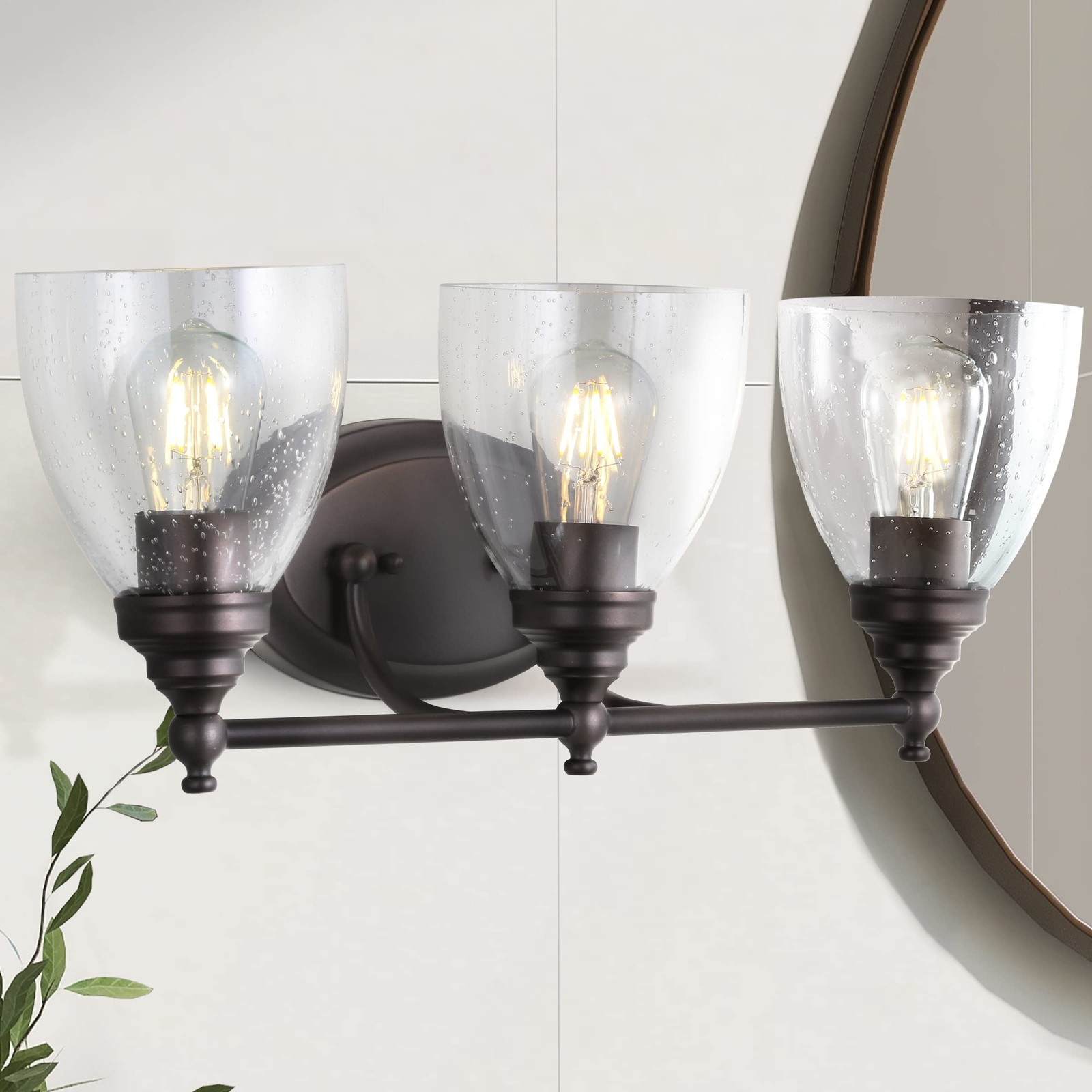 JONATHAN Y JYL7470A Marais 22.5 3-Light Metal/Glass LED Wall Sconce Traditional