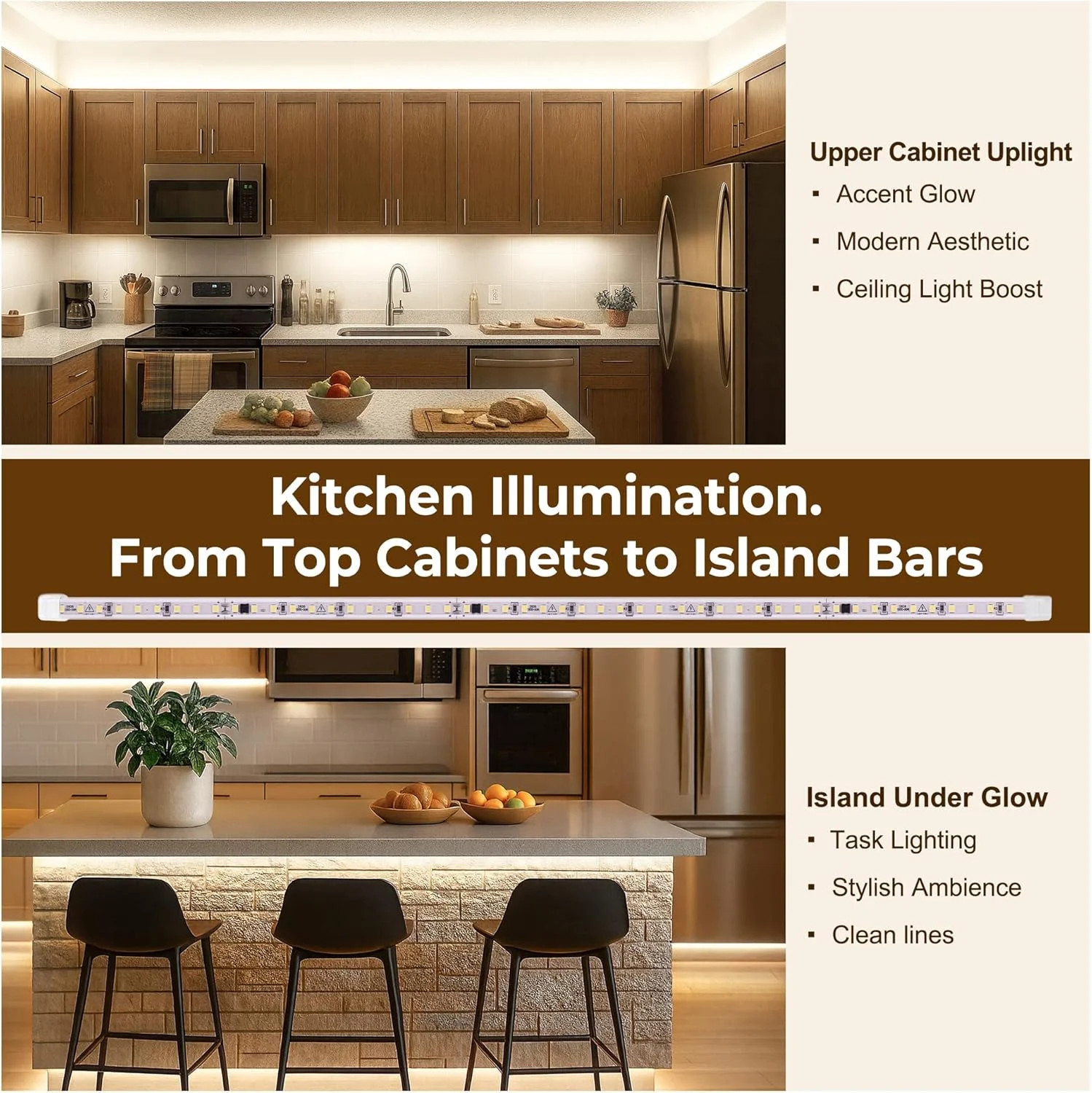36in Plug in Under Cabinet LED Light 6000K White Kitchen Shelf Lamp Strip