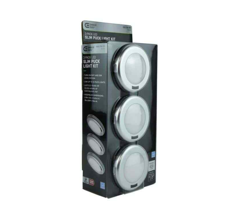 COMMERCIAL ELECTRIC 3-Pack Motion-Sensing Under-Cabinet LED Puck Light