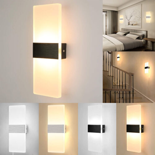 1-6PK Modern LED Wall Light Up Down Lamp Sconce Spot Lighting Bedroom Fixture US