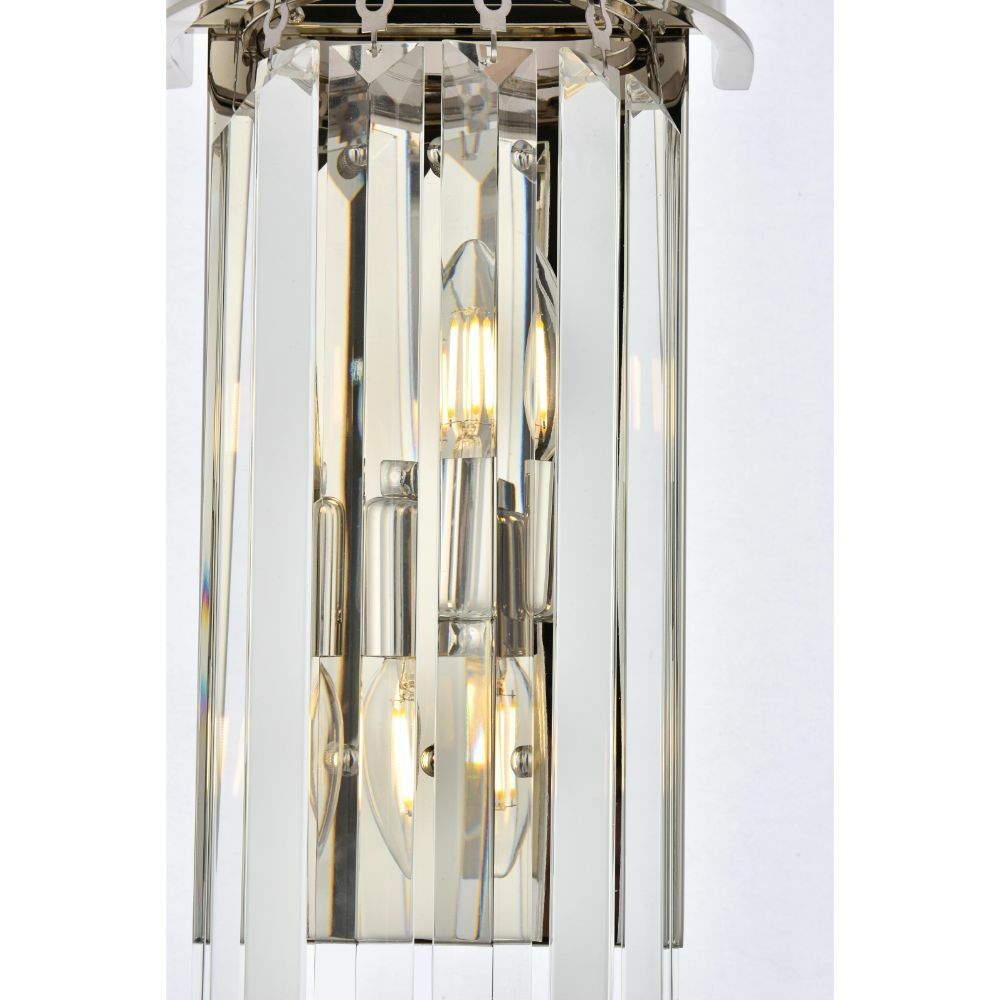 Crystal Wall Sconce Light Fixture Polished Nickel Foyer Bathroom or Dining Room