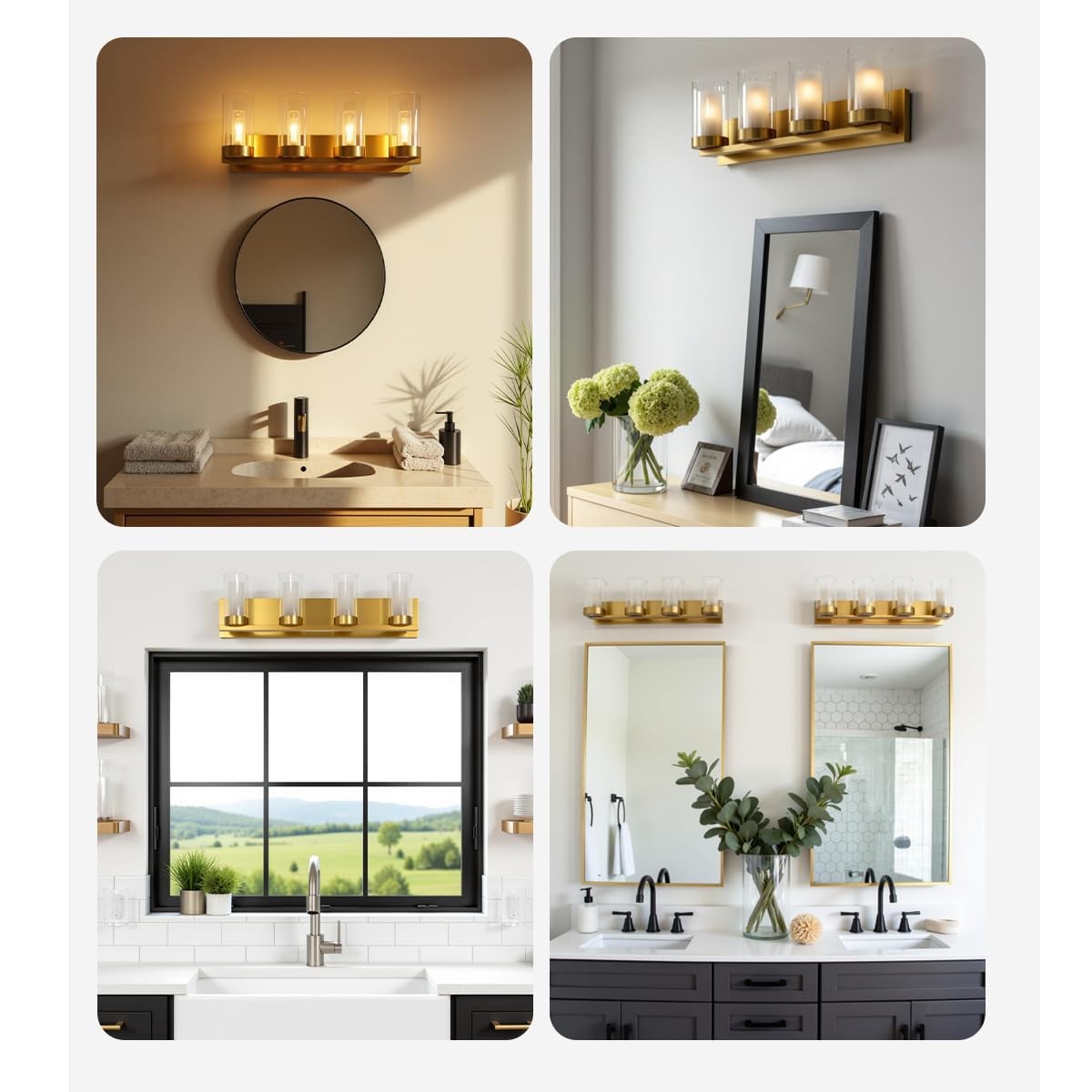 4-Light Vanity Bar Light – Modern Bathroom Wall Lamp to Install Over The Sink…