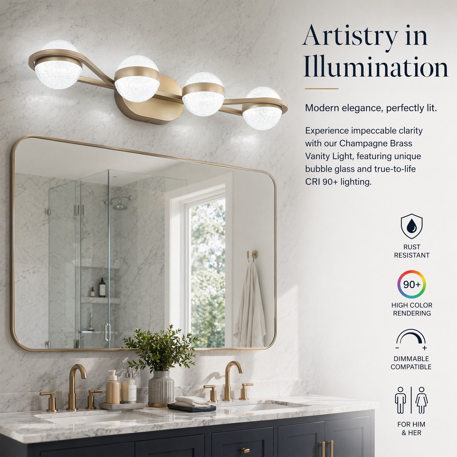 29″ Elegant LED Vanity Light Bathroom Mirror Wall Lamp 4 Lights Sconce Fixture