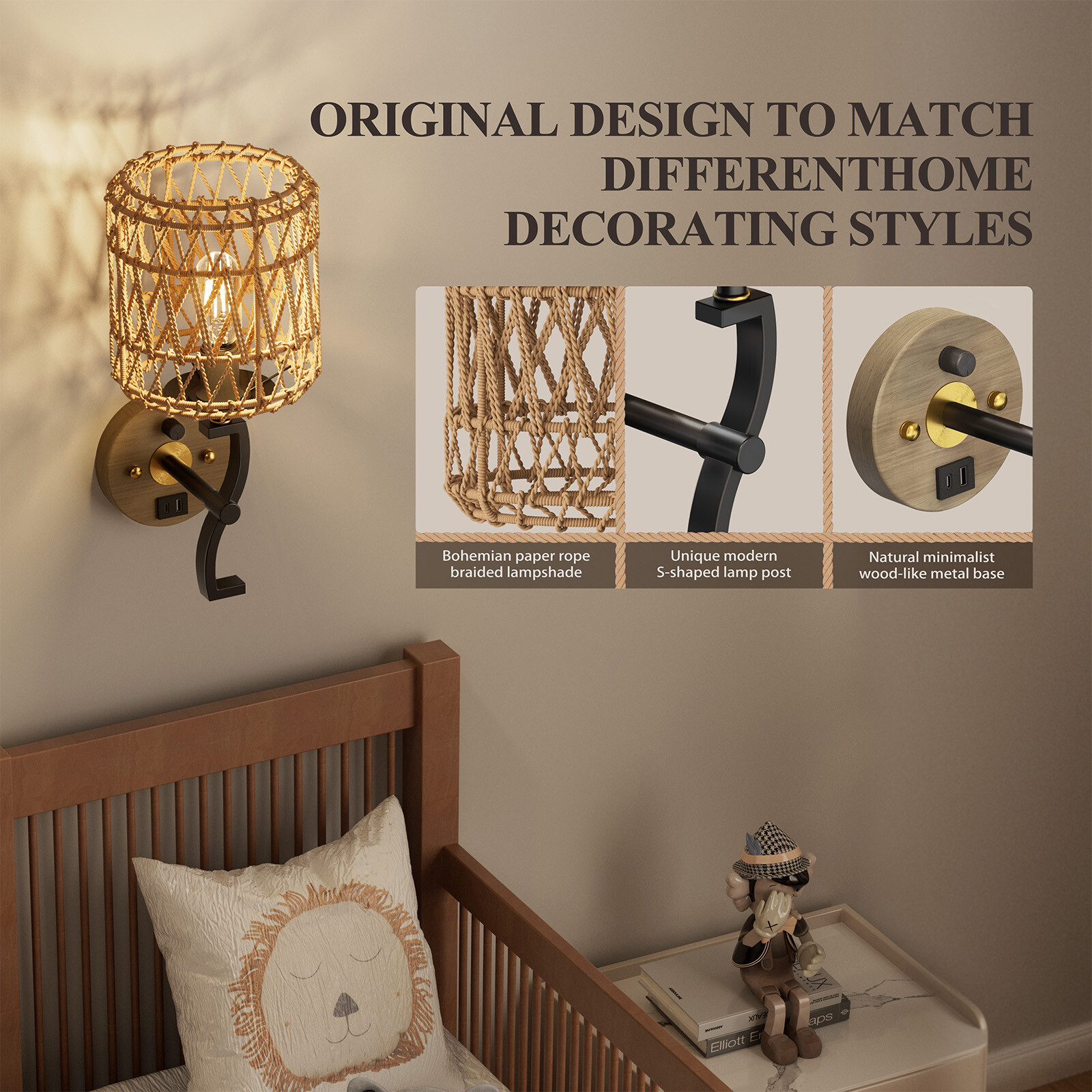 Vintage Dimmable Wall Light Fixture Touch Control Wall Sconce Porch Indoor Light