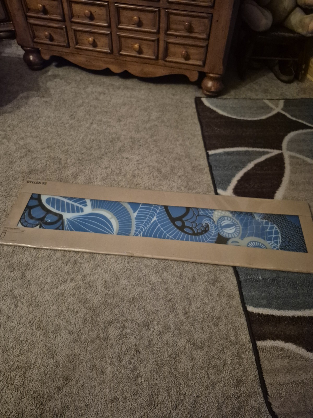 VTG GLASS for IKEA Wall Large 37.5” Panel Lamp GYLLEN Abstract Modern Blue Fish