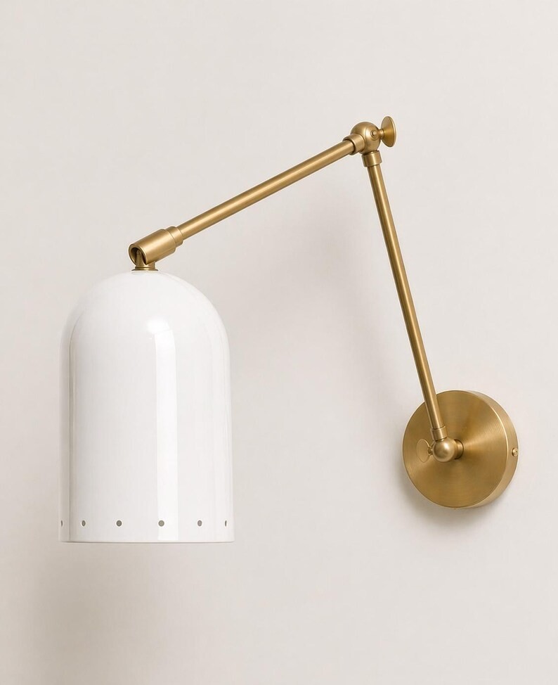 Handmade Adjustable Brass Wall Sconce, Modern Swing Arm Reading Wall Lamp