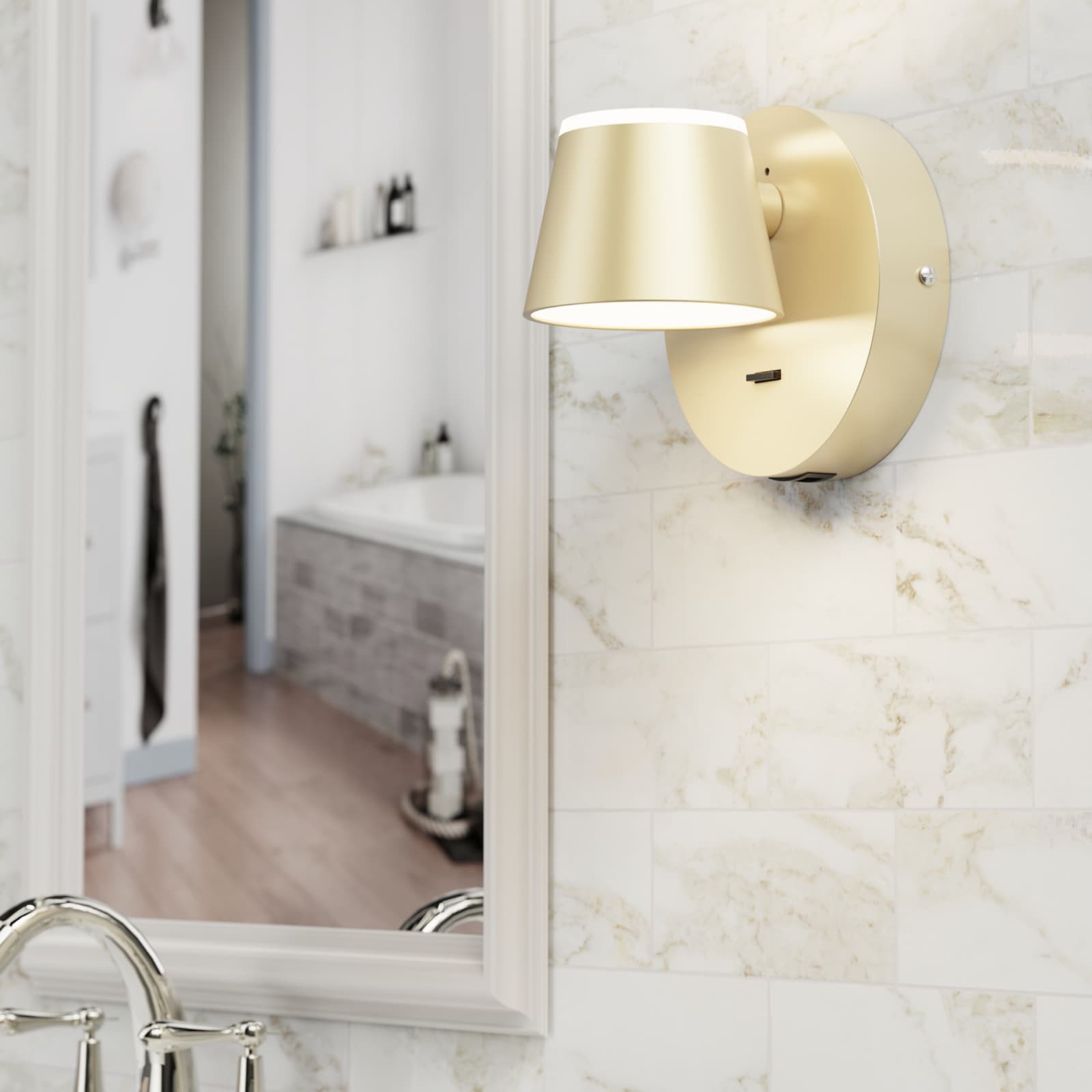 Wall Light LED Wall Sconce w/Switch USB Port Hardwired Wall Lamp 350 Rotatable