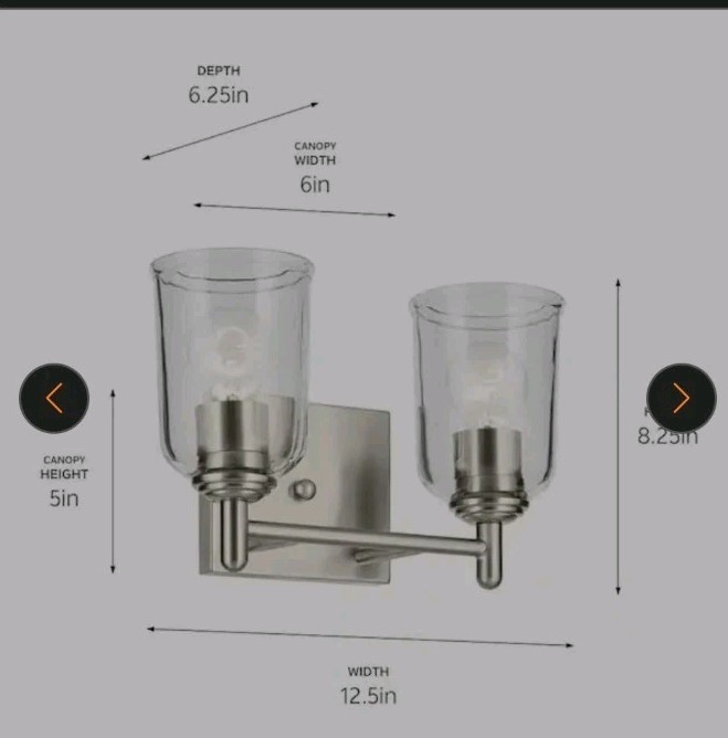 Kichler 45573 Shailene 2 Light 13″W Vanity Light – Nickel
