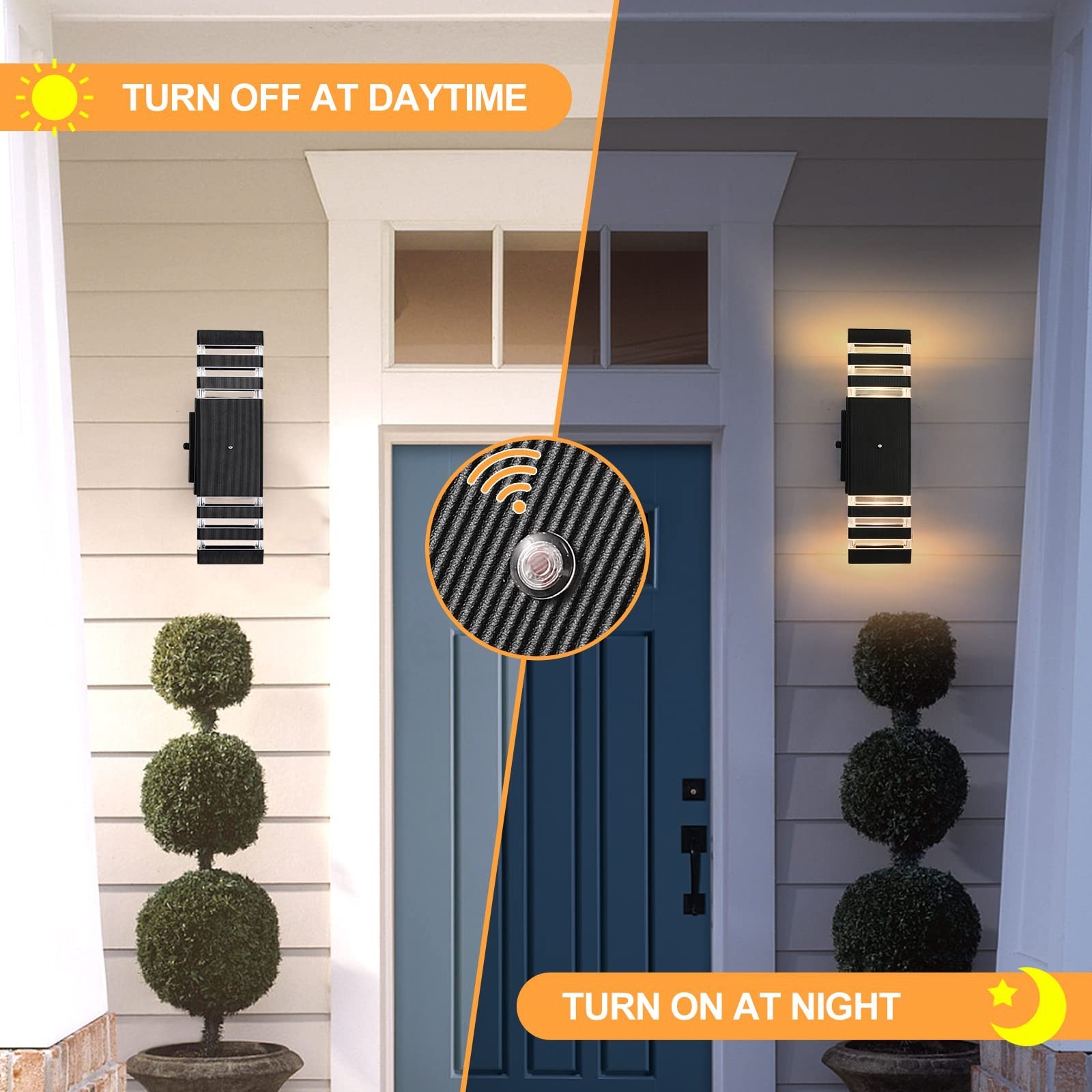 Dusk to Dawn Outdoor Light with GFCI Outlet, Porch Light with 2 Sockets, IP65…