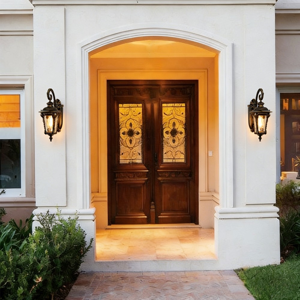 Outdoor Wall Light Fixtures Antique Gold Waterproof Aluminum Wall Lantern Sconce