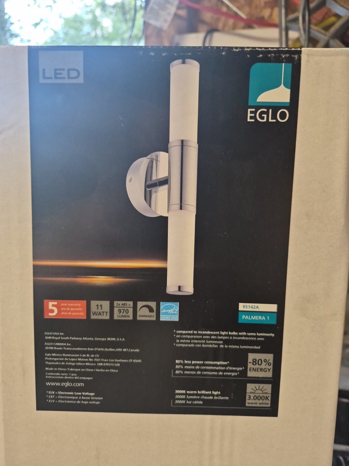 Eglo 95142A Chrome Palmera 1 Single Light 17″W Integrated Led Bath Bar