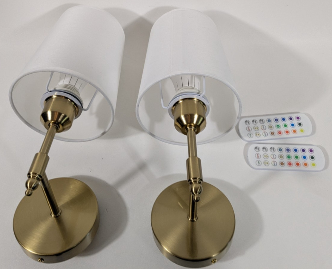 Battery Operated Wall Sconces Remote Set of 2 Rechargeable Wall Light Silver