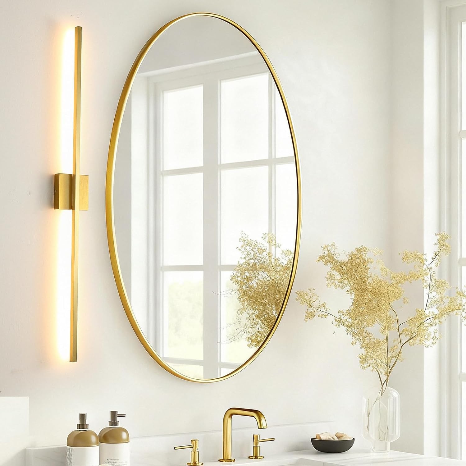 40″ Dimmable LED Wall Sconce Brushed Gold 3000K Single Fixture