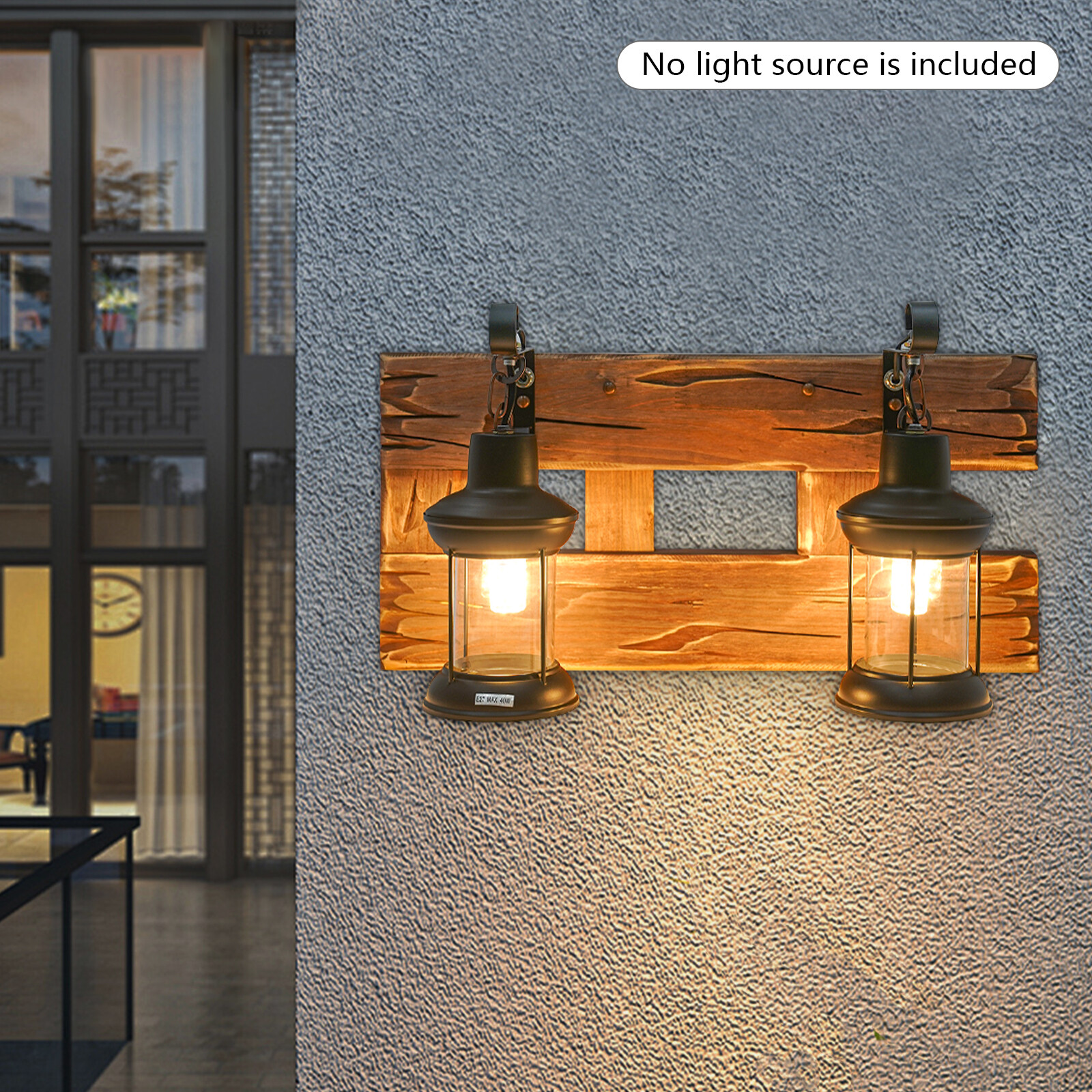 Metal Glass Wall Lamp Rustic Lighting Fixture LED Glass Light Sconce Bathroom