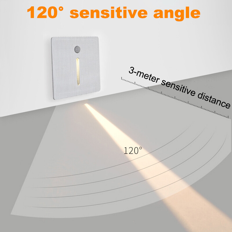 3W LED Wall Fixture Night Light Dusk to Dawn Steps Foot Lamp PIR Motion Sensor