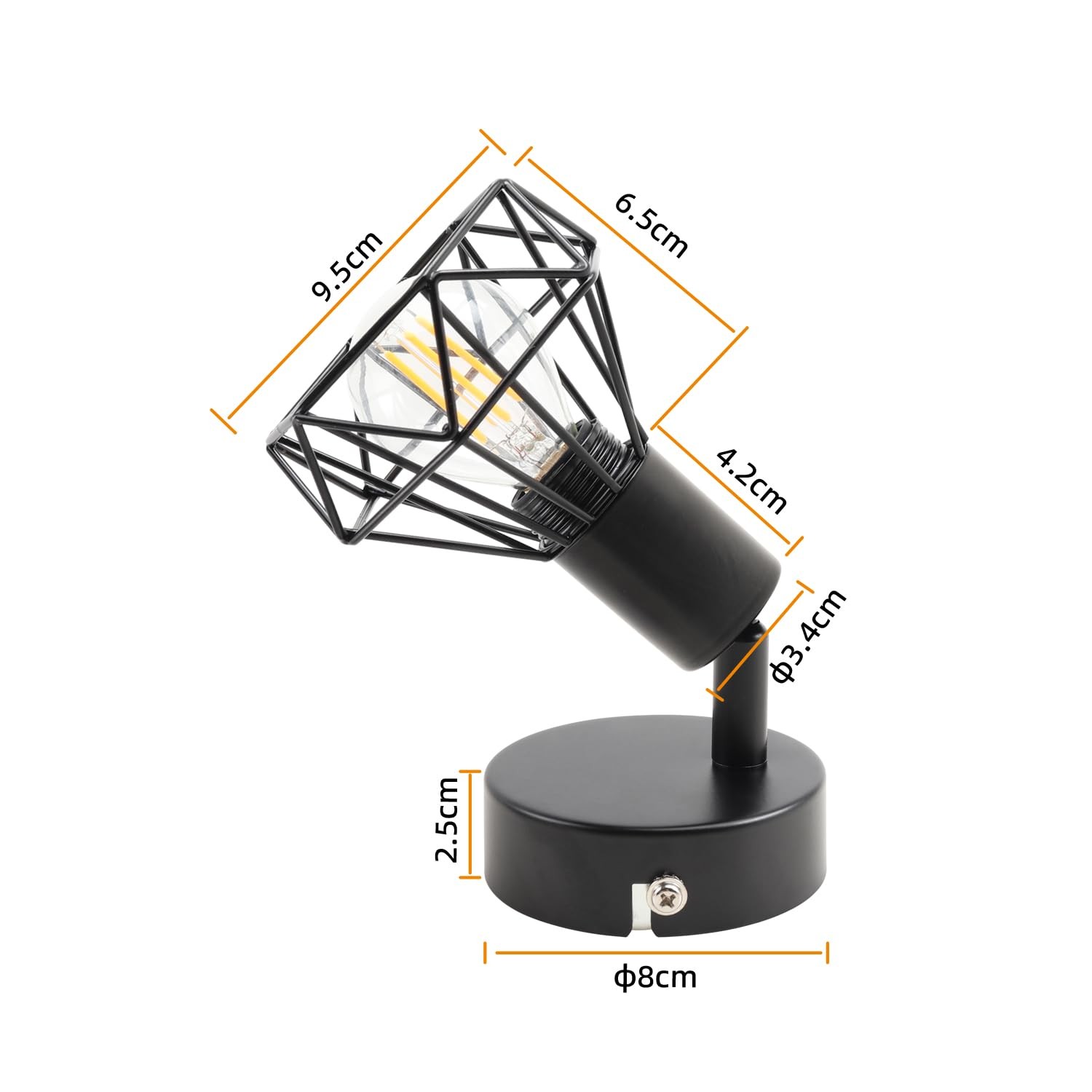 Wall Light Indoor Black 2 Piece, E14 Wall Lamp Vintage, Metal Wall Spot Indu…