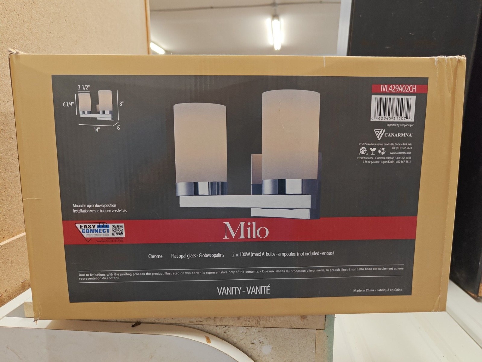 Canarmna Milo 2-Light Chrome Vanity Light IVL429A02CH