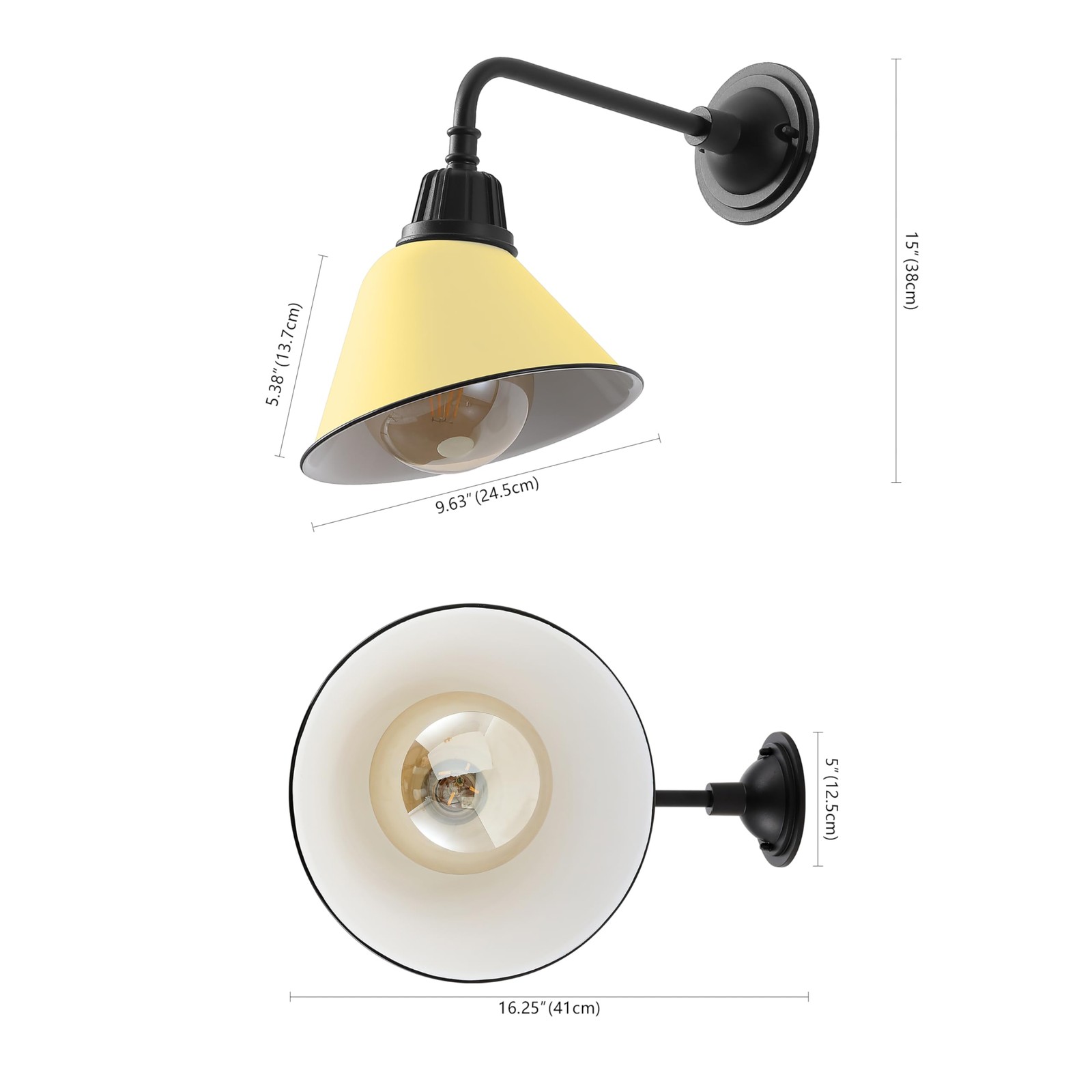JONATHAN Y 9.63″ Matte Yellow/Black 1-Light , , LED Bulb Included (JYL7612H)