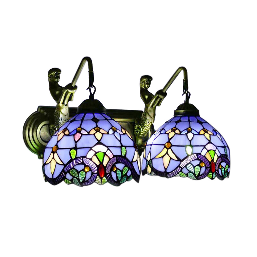 Blue Wall Lighting Fixture, Double Head Wall Lamp 110-220V 15.35*9.84in