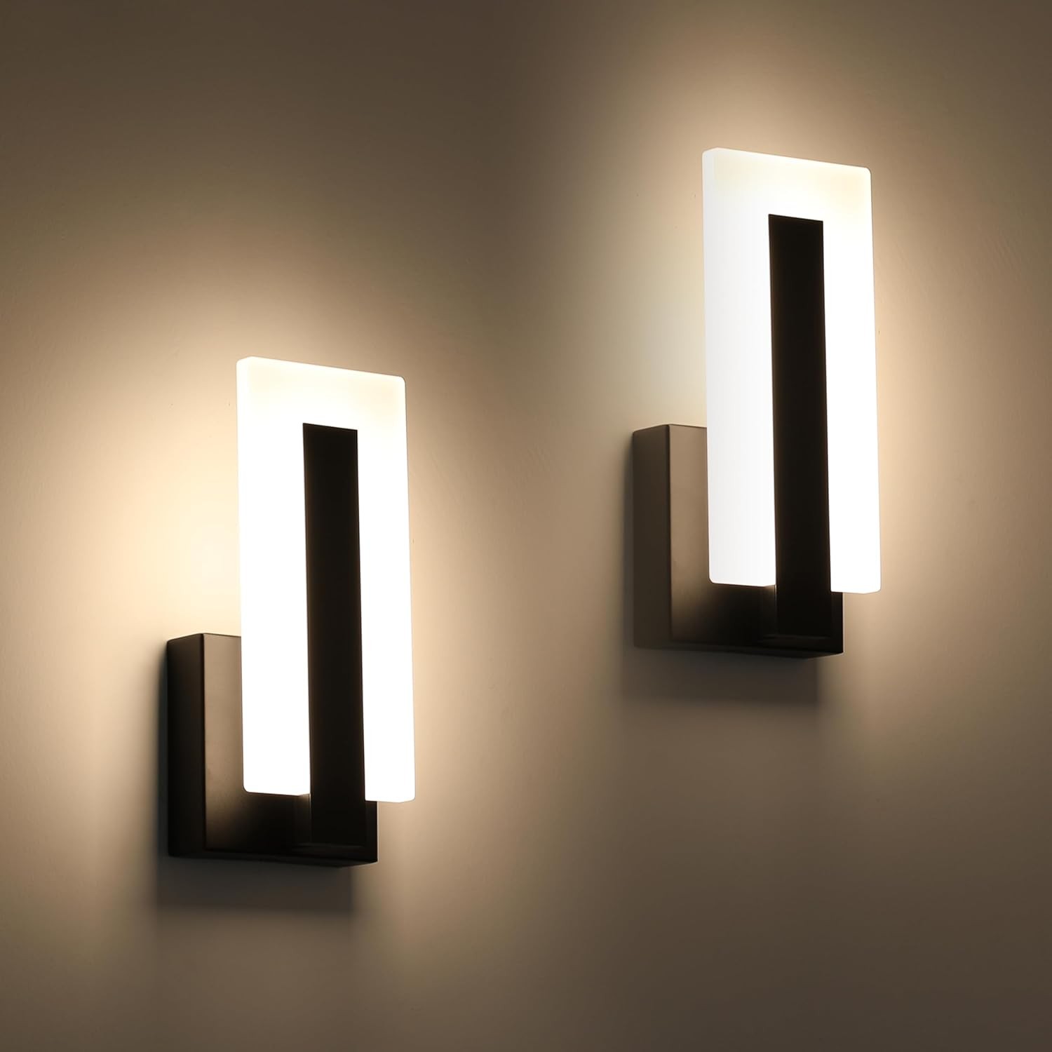 Joosenhouse Modern LED Wall Hard-Wired 9.76 inch – 2Pack, Black -Non Dimmable