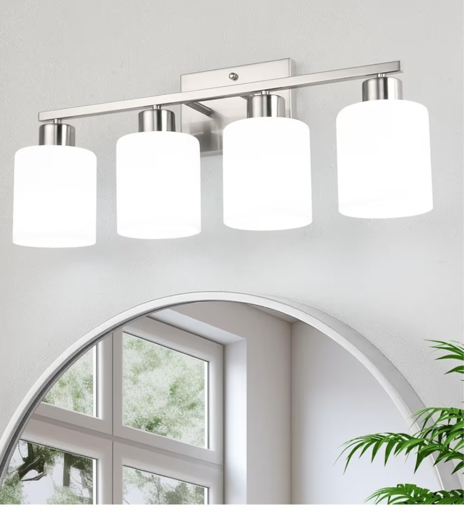 Wilon 4 Light Bathroom Fixture With Glass Shade