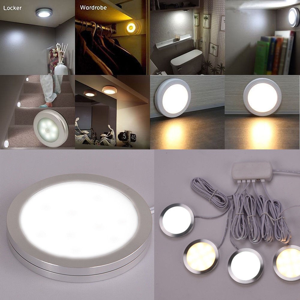 4/8/12X Under Cabinet Lighting Kit LED Kitchen Counter Closet Light Puck Lamp US