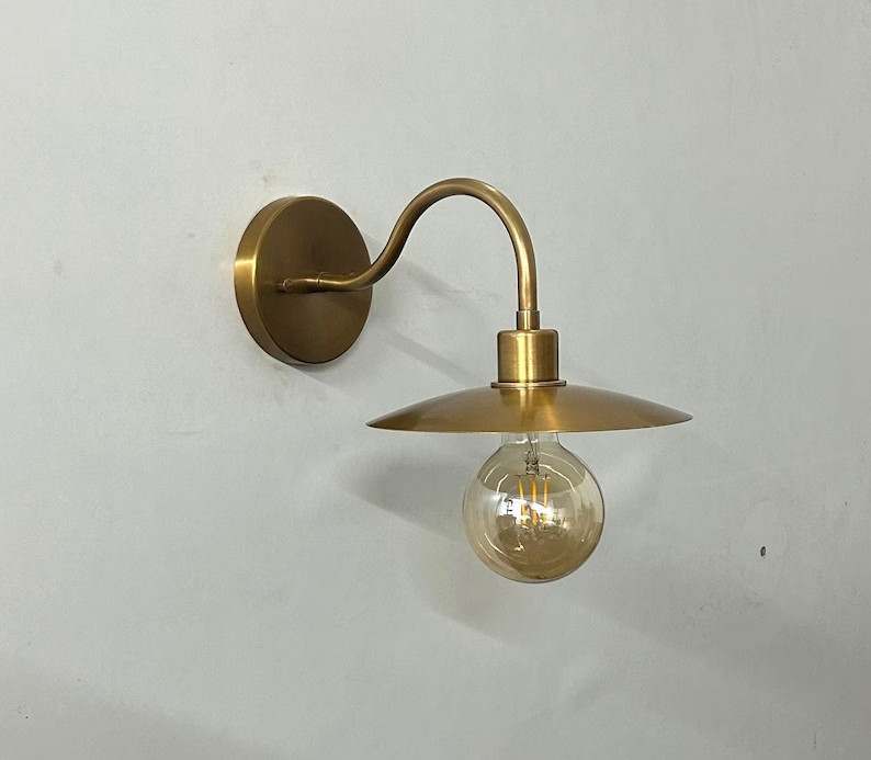 Luminous Elegance Handcrafted Brass Dish Wall Lamp Illuminating Home Decor Light