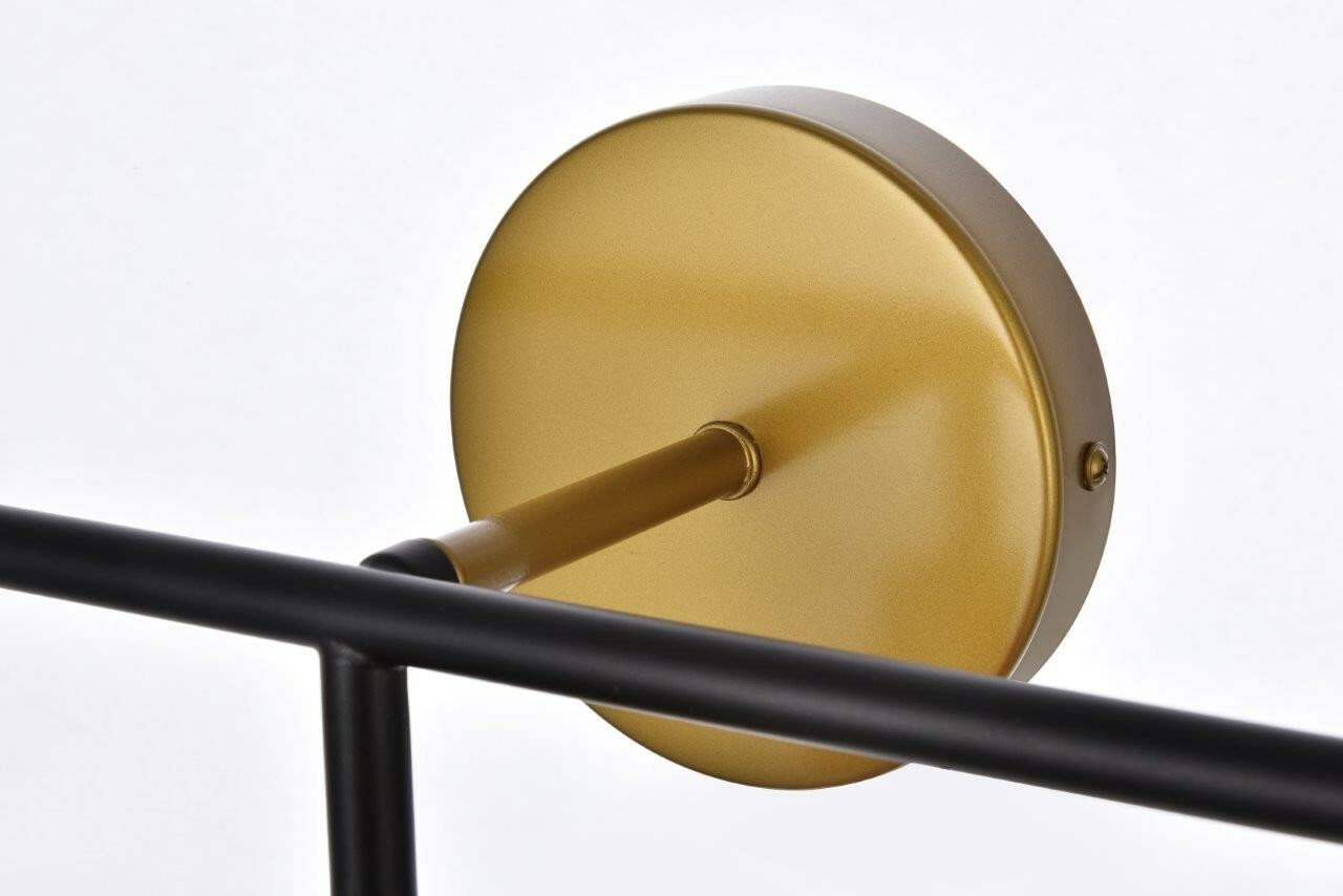 Dining Room Bedroom or Bathroom Black and Brass Wall Sconce Glass Shades 27″