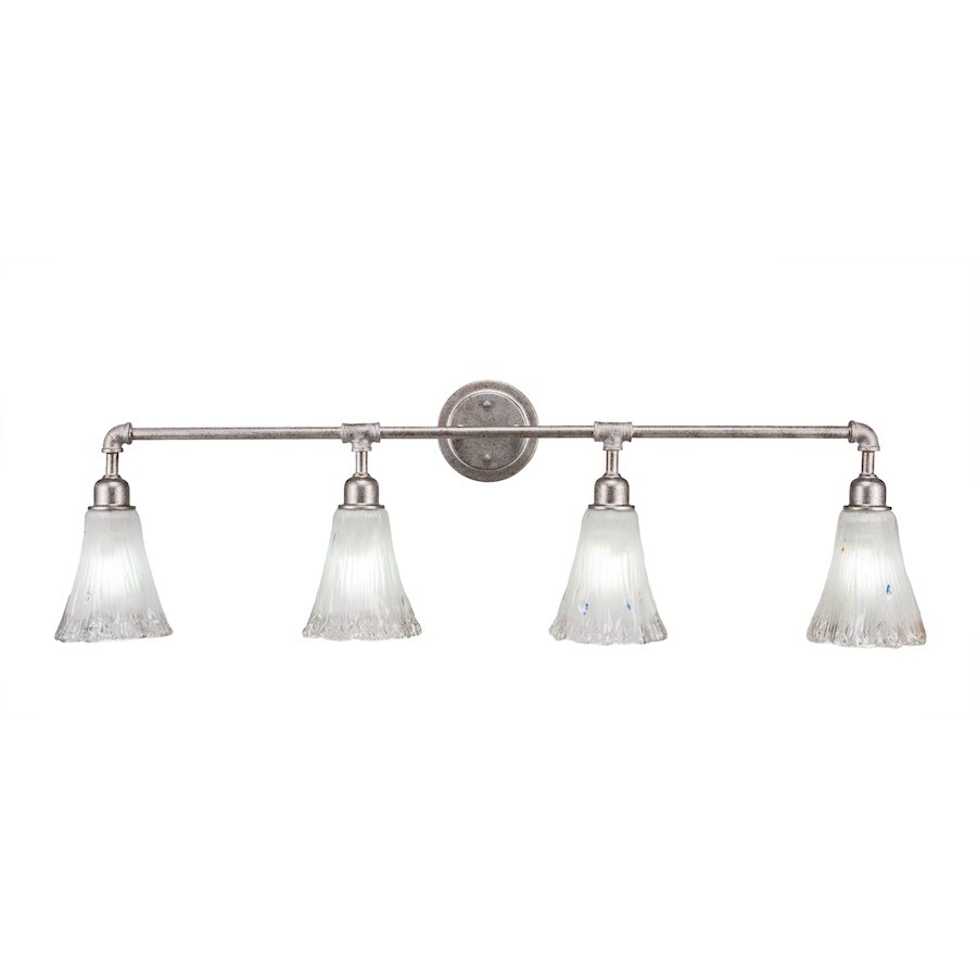 Toltec Vintage 4 Light Bath, Silver, 5.5″ Frosted Crystal – 184-AS-721
