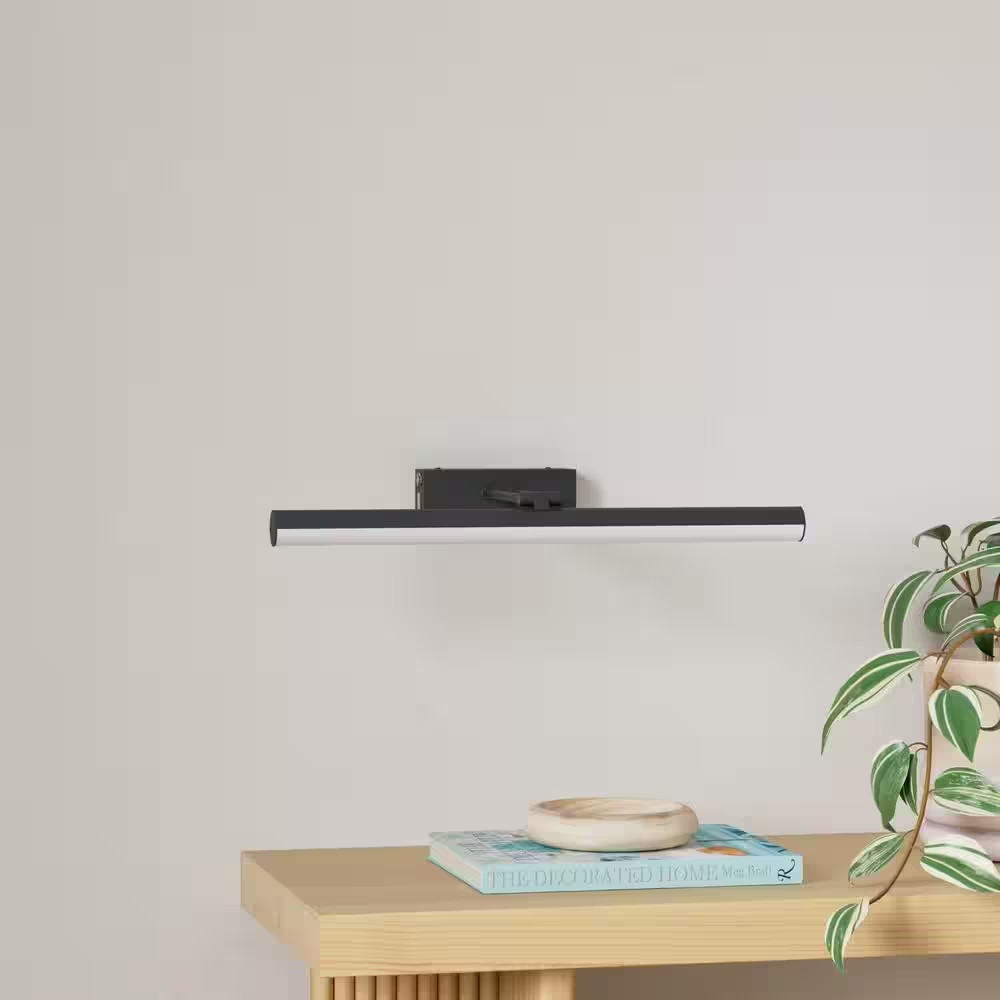 Wireless Rechargeable 16 In. Wall Mounted Black LED Picture Light with Remote Co