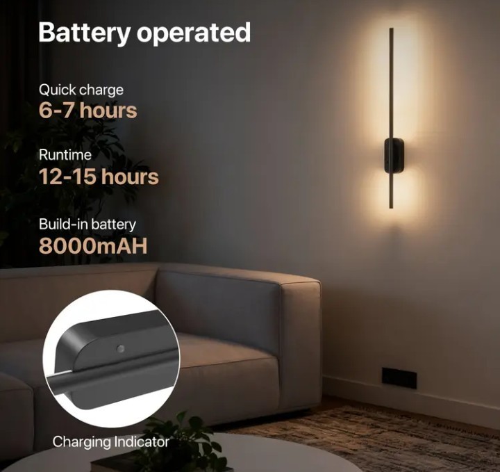 2 Pack Rechargeable LED Wall Sconces Wireless Magnetic Remote Touch Control
