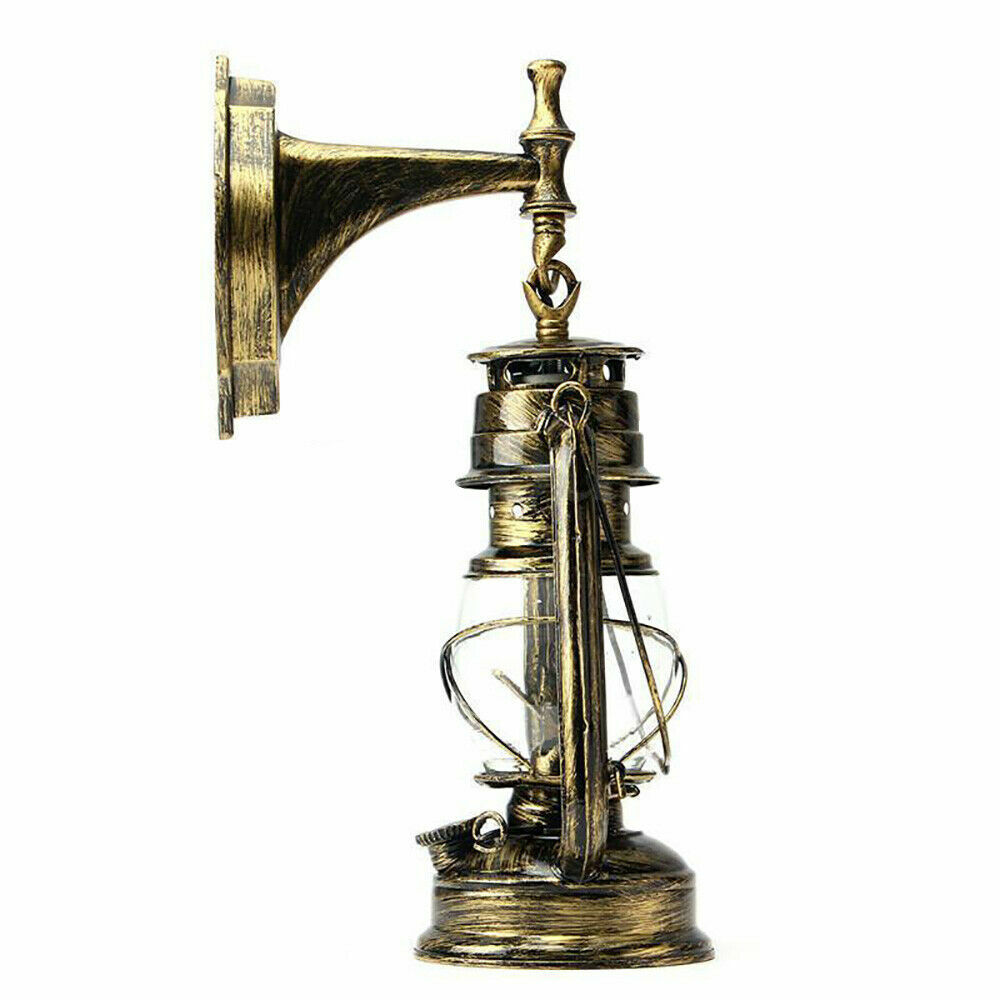 Retro Antique Garden Wall Lantern Metal Plastic Path Lamp Porch Light