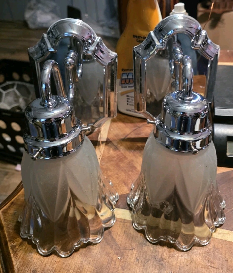 Two Light Silver Wall Light with Frosted Glass Shade