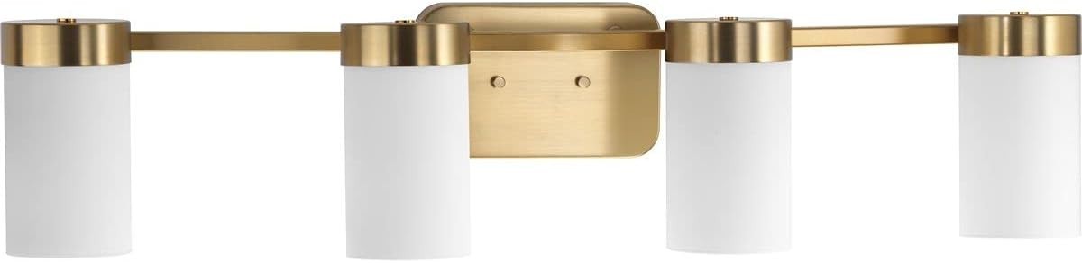 Progress Lighting Elevate 4-Light Brushed Bronze Etched White Glass Vanity Light