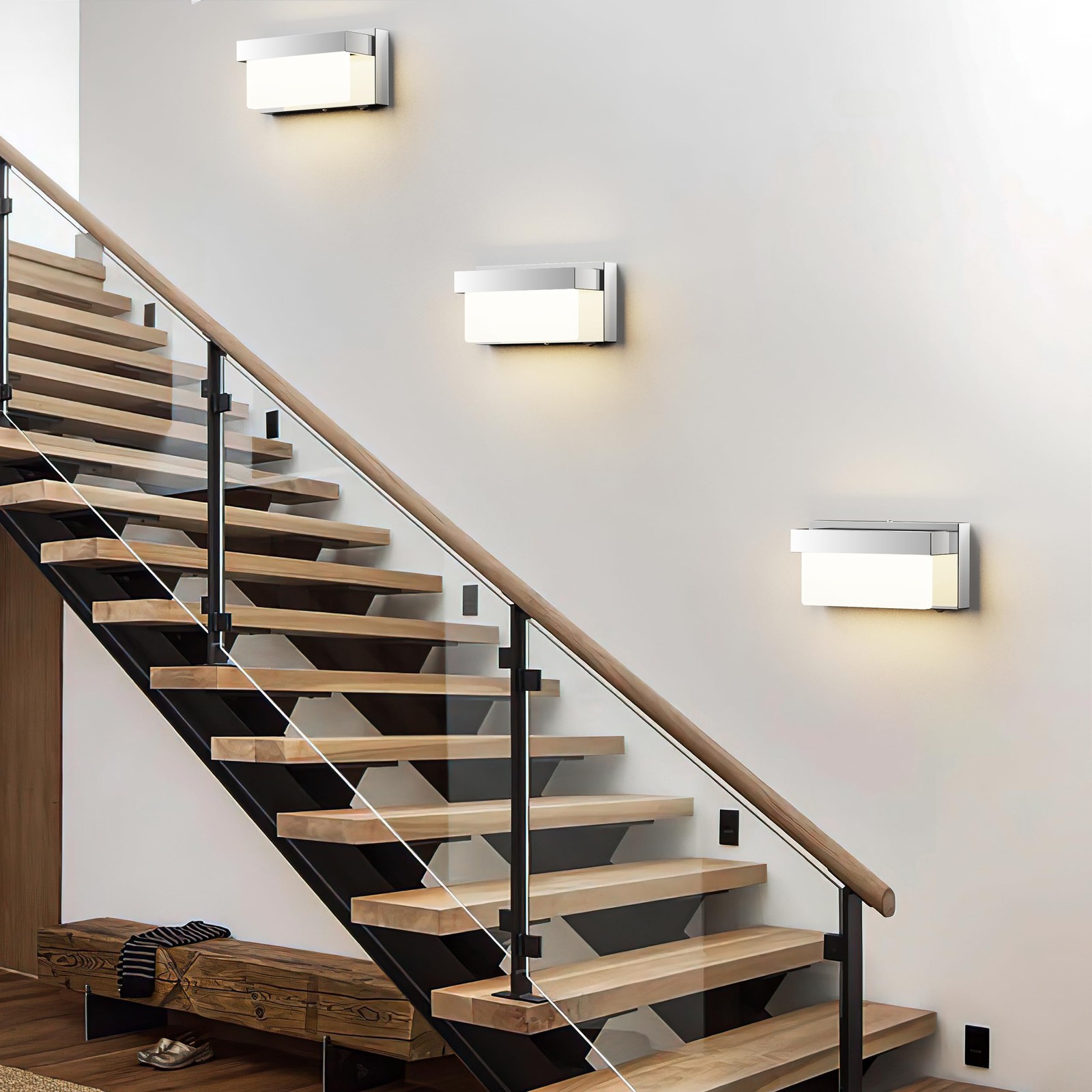 Chrome Wall Sconce with LED Light 8 Inch Wall Lamp with On/Off Switch