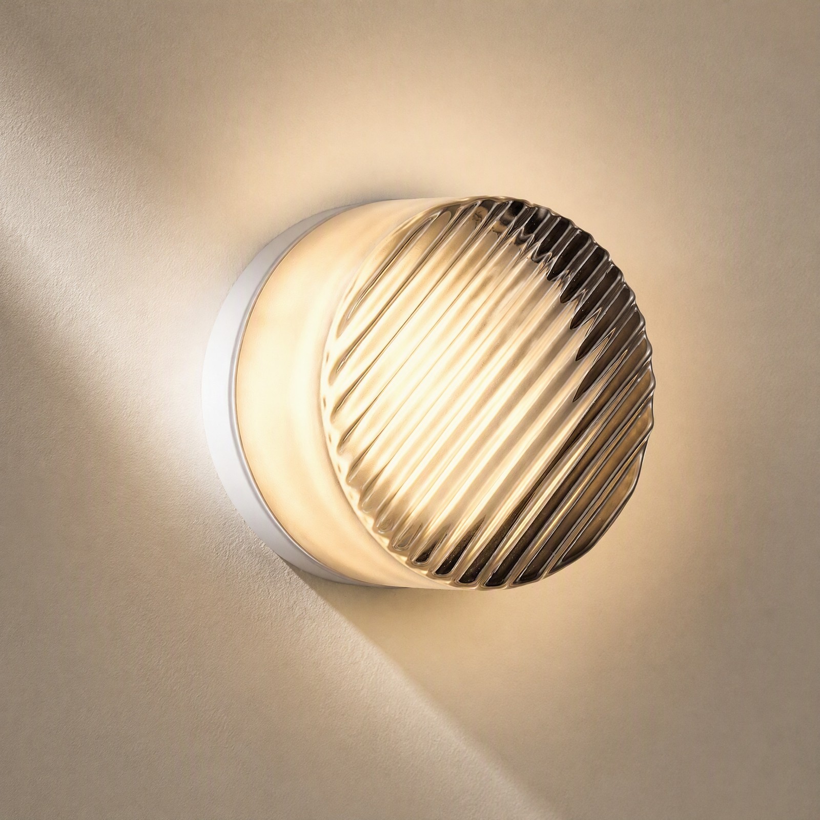 5 in Modern Smoky Gray Ripples Glass LED Indoor Wall Light Thick Sconce Fixture