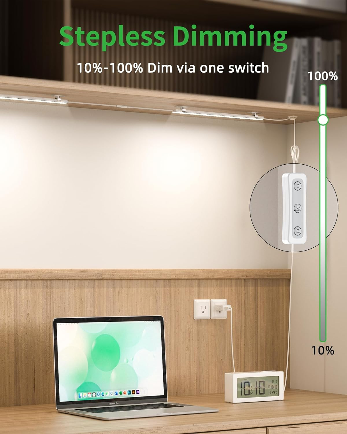 Plug-In under Cabinet Lighting, Dimmable Counter Lights for Kitchen, 2Pcs 12 Inc