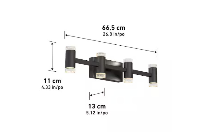 Artika Mist 27 in. 4 Light Black Modern Integrated LED 5 CCT Vanity Light Bar