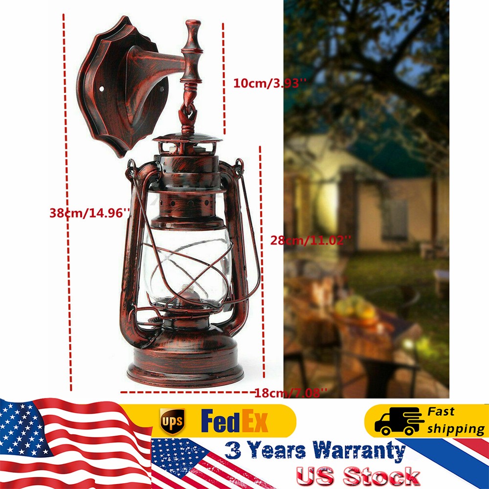 Vintage Antique Rustic Lamp Lantern Retro Wall Sconce Light Electric E27 Outdoor