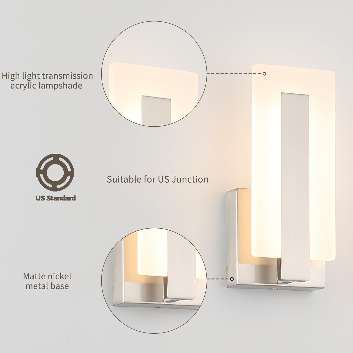 Modern LED Wall Sconce Set of 2, Hardwired 3000K Warm White Light Wall Lights…