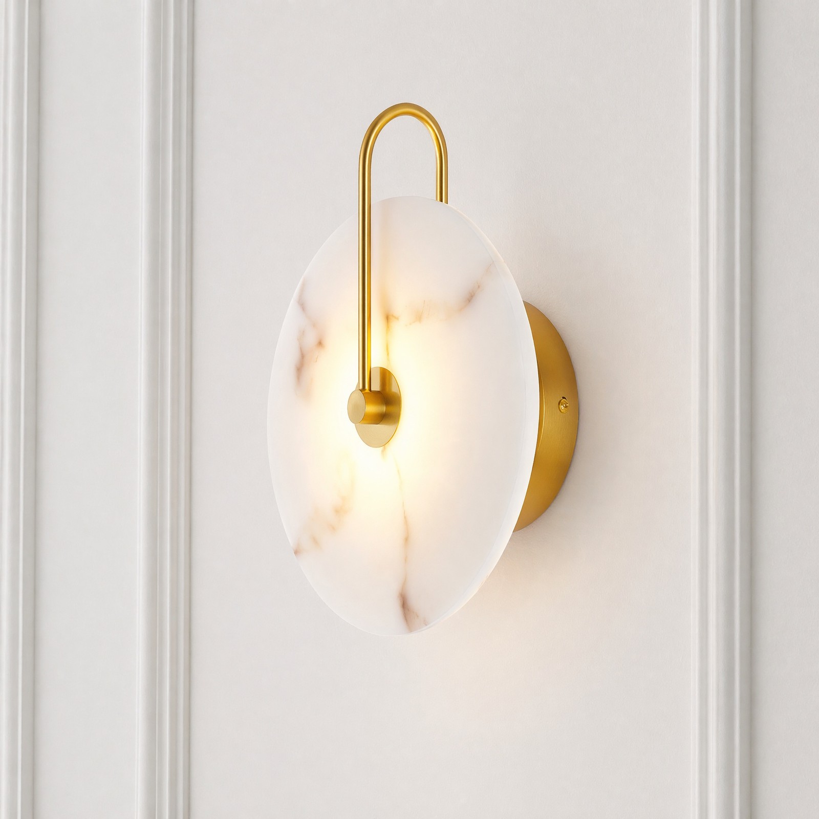 12 in Gold Imitation Marble Modern LED Indoor Wall Light Dimmable Sconce Fixture