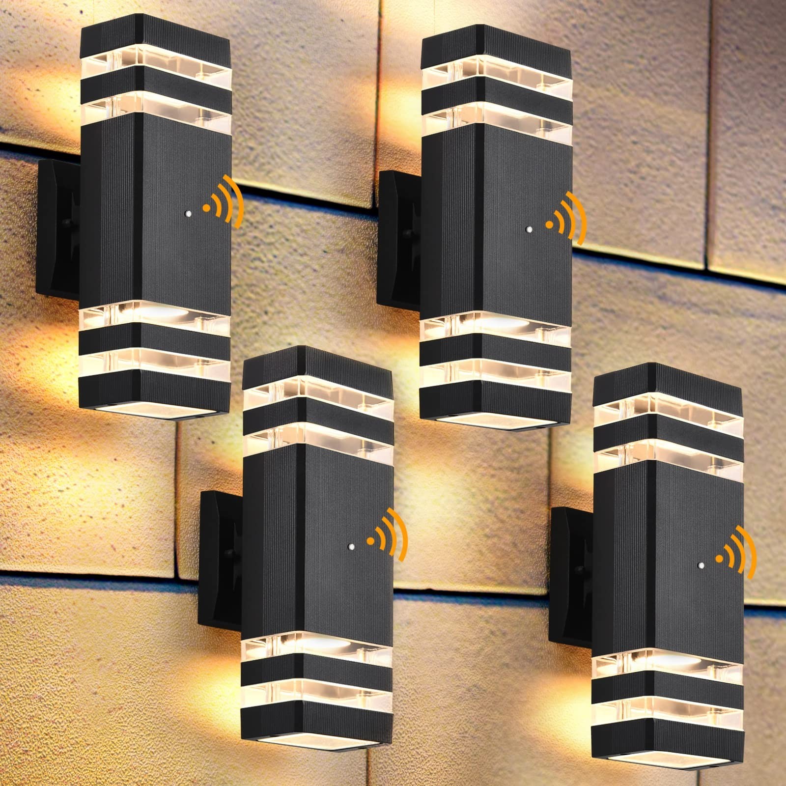 DASTOR 4 Pack Dusk to Dawn Outdoor Wall Lights, 3000K Warm White Exterior Lig…