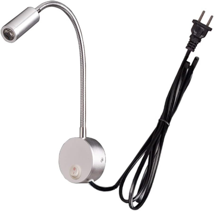 Warm White 3W LED Wall Sconce with Flexible Gooseneck & On/Off Switch