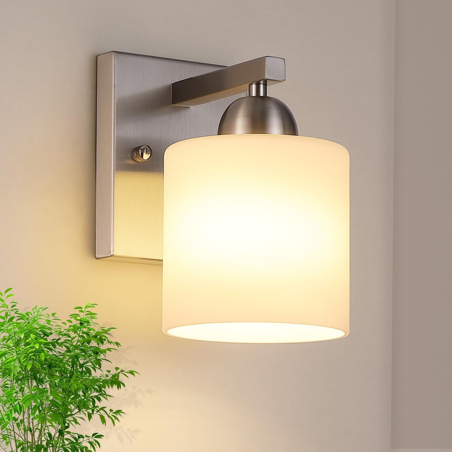 Matte Black Milk Glass Wall Sconces, 1 Pack Hardwired Indoor Wall Light Fixtures